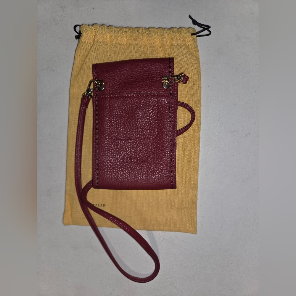 Plinio Visona Crossbody Phone Pouch Bag Red Leather Italy Made New Purse - Picture 6 of 9